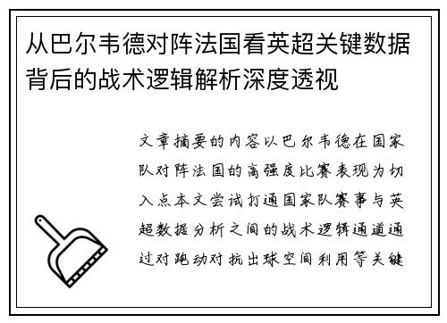 从巴尔韦德对阵法国看英超关键数据背后的战术逻辑解析深度透视